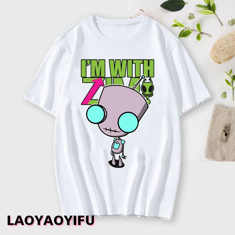 Аниме Invader Zim Invader Gir Graphic Tshirt Zim Image Cartoon T Shirt Unisex Unisex Cotton Tee Shirt Fashion Shirt Streetwear Tops Unisex