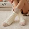 Non Shedding Velvet Socks Thickened Long Plush for Women Warm Coral Fleece Socks Cold Weather Indoor Winter Thermal Sleep Anti-static Contrast Color