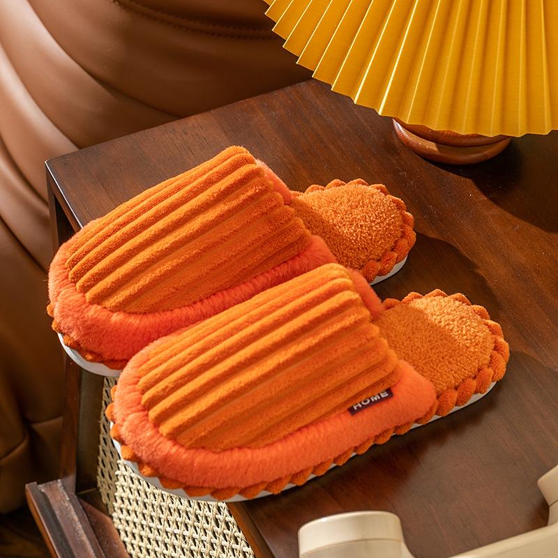 Новые осенние и зимние хлопковые тапочки для дома и использования в помещении, нескользящие, модные, теплые и пушистые тапочки