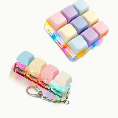 Расслабляющий DIY Клавиатура Фиджет Брелок Кейкап Снятие Стресса Колпачок Клавиатуры 2/4/9 Клавиш Клавиши Кнопка Кликер Игрушка Взрослый