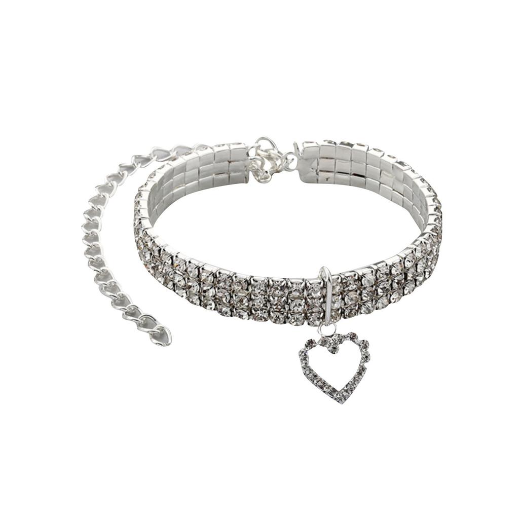 Трехрядное эластичное ожерелье со стразами для домашних животных, цепочка с подвеской в виде кошки, ошейник для собак, товары для животных, аксессуары для маленьких собак