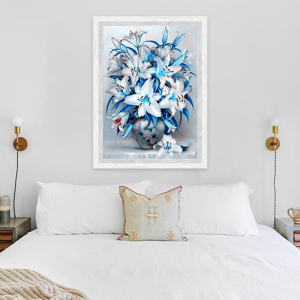 Новый 5D DIY алмазная живопись цветок лилии Алмазная вышивка полная круглая дрель стразы ремесла пейзаж домашний декор художественный подарок