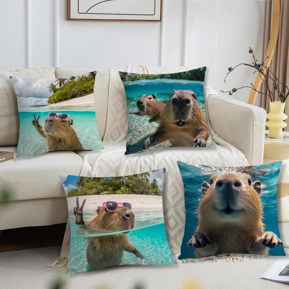 Capybara summer swimming cushion cover For Pillow Printing Sofa Decoration Home Car Room Coffee Shop Office Nordic Simplicity