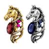 1/2 шт. Брошь Металлическая булавка с дизайном головы лошади с блестящими стразами, овальные цветные искусственные кристаллы, застежка-значок, для курток, шарфов, сумок, аксессуары