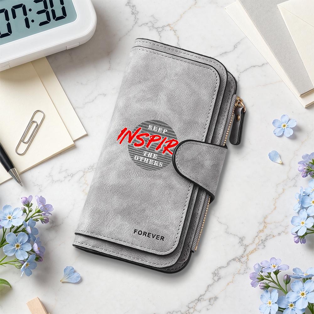 Stylish Long Wallet Portable Inspirational Print Daily Use Card Holder Purse
