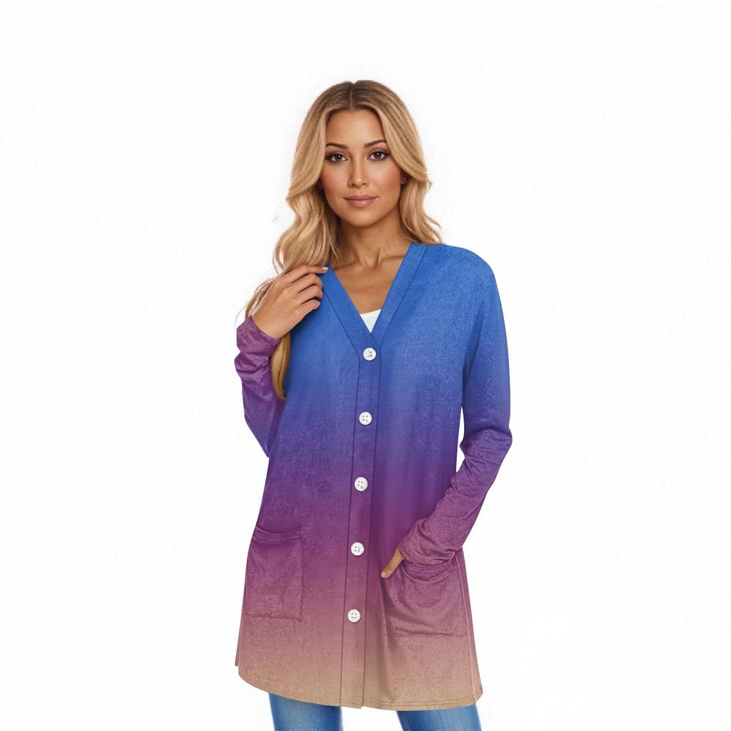 Women's Long Sleeve Cardigan Casual Jacket With Pockets Top