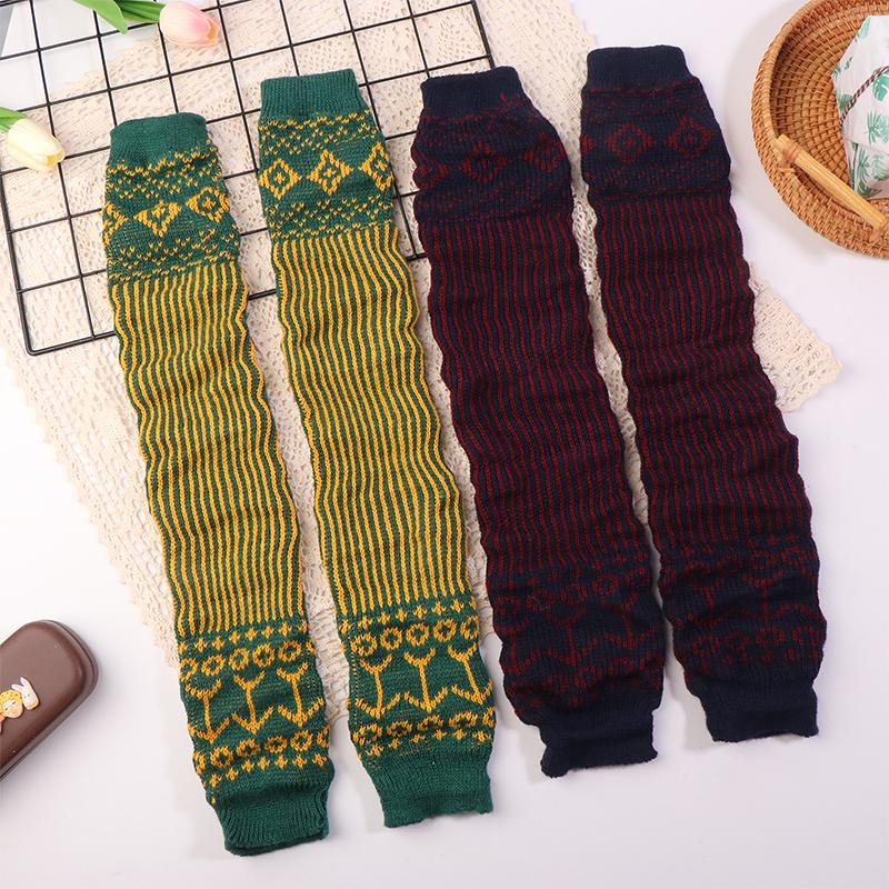 Осенние и Зимние Теплые Шерстяные Вязаные Гетры Без Стопы Бохо Роскошные Чулки Для Женщин Девочек