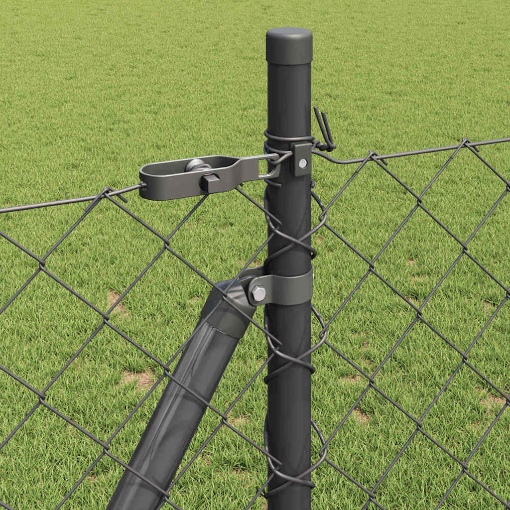 vidaXL Maschendrahtzaun mit Betonsockel 10 x 0,8 m Grau Netz