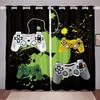 3D Print Modern Custom Boys Teens Video Game Black Polyester Thin Shading Curtain for Kids Bedroom Living Room Home Hook Decor