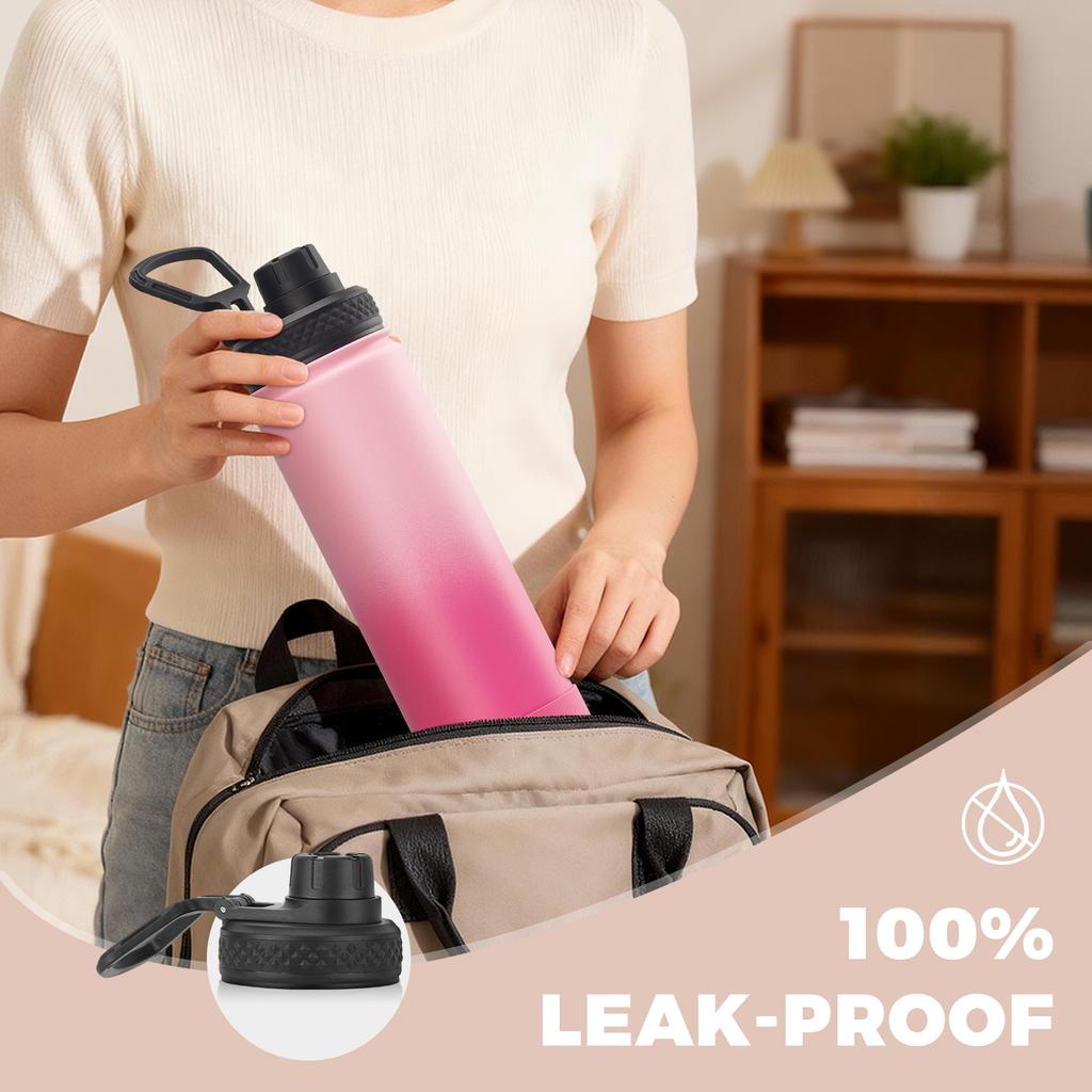 WATERSY Outdoor Sports Water Bottle Stainless Steel Vacuum Insulated 650ml Double Thermal Flask Coffee Mug for Hiking Gym Travel