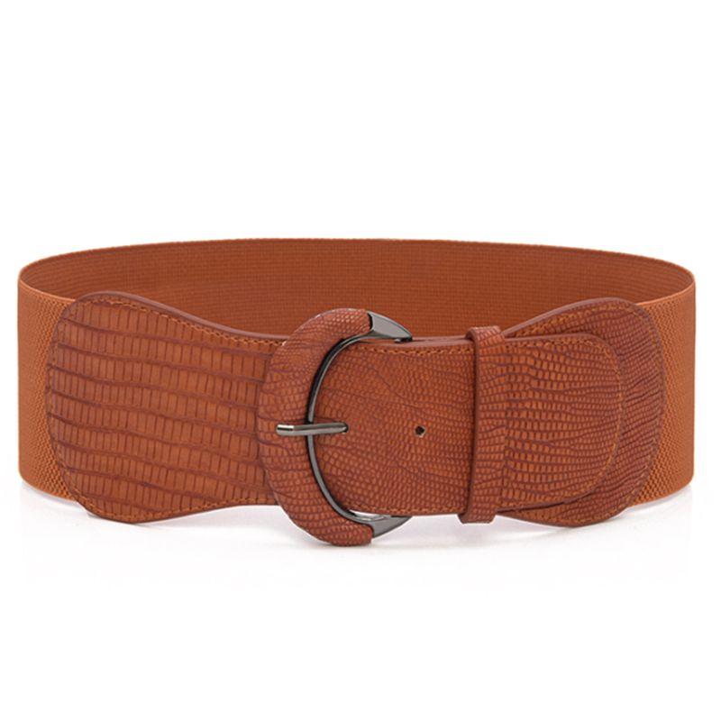 Кожаный эластичный широкий ремень в стиле ретро для женской одежды