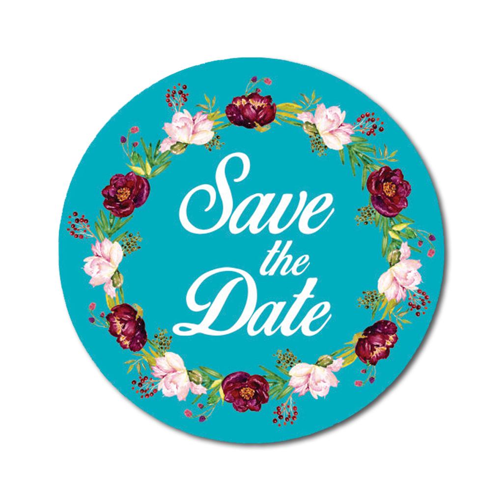 Darling Souvenir 45 Pcs Floral Wreath Black Round Save The Date Stickers Envelope Seals-1.6
