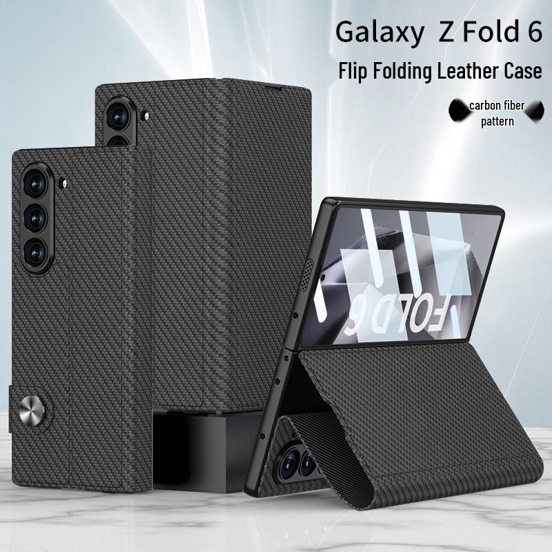 Кожаный чехол-книжка для Samsung Z Fold6: Трансграничный Креативный Бизнес Интегрированный Дизайн Корпус-Экран