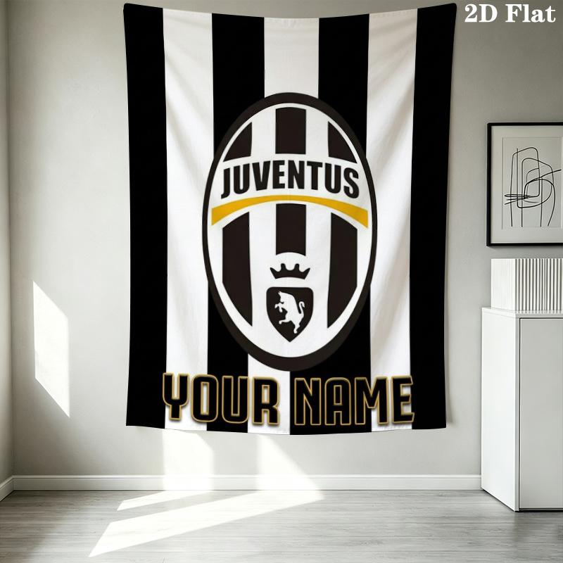 Custom Name Juventus Pattern Wall Tapestry Aesthetic Wall Hanging Printed Fabric Blanket Decorative Tapestries for Bedroom Living Room Home Decor