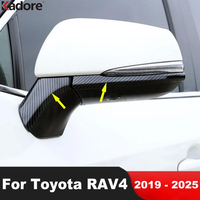 For Toyota RAV4 RAV 4 - 2024 2025 Carbon Fiber Car Side Door Rearview Mirror Cover Trim Molding Strips Accessories