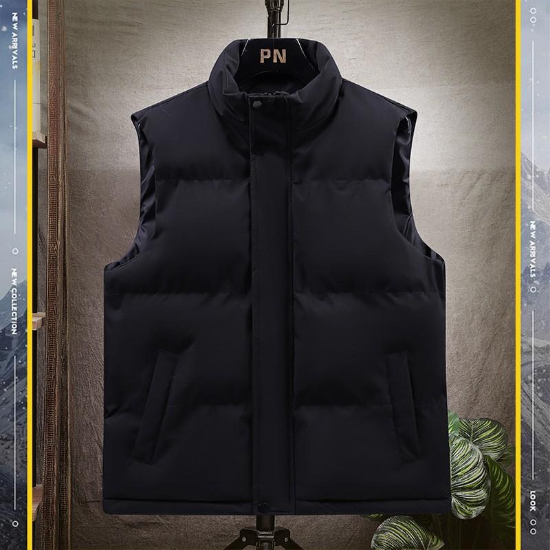 Mens Warm Sleeveless Vest Teens Adults Loose Fit Cotton Padded Outerwear Sporty Casual Wear In Black Navy Khaki