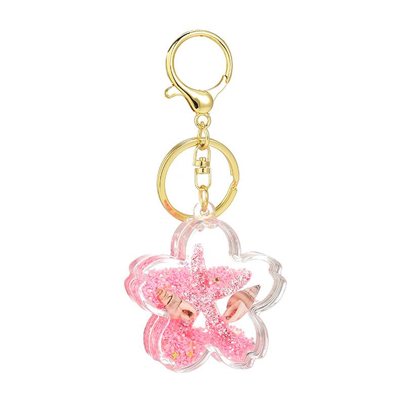 Cute Flowing Sand Flower Pendant Keychain Cute Backpack Ornaments Pendant Keyring For Bag Jewelry Gifts