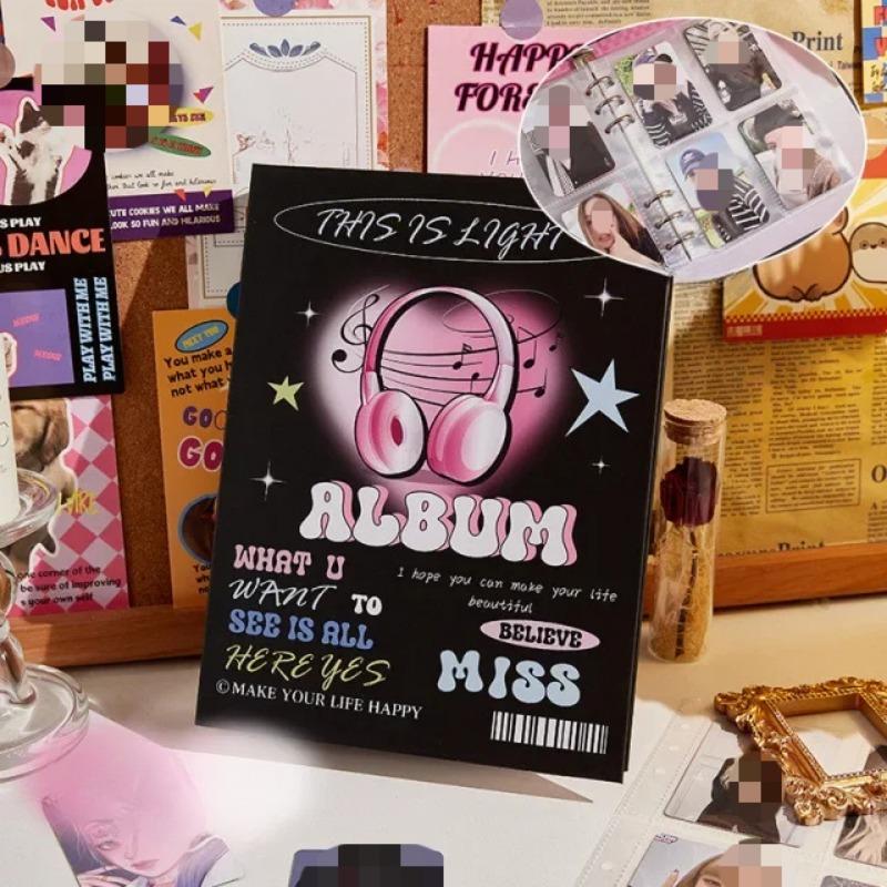 Y2K American Retro Pink Black Butterfly Card Альбом Эстетическая лазерная обложка Girl Kpop 3-дюймовая фотокарточка Сборник Книга 80 шт. Слот для карт