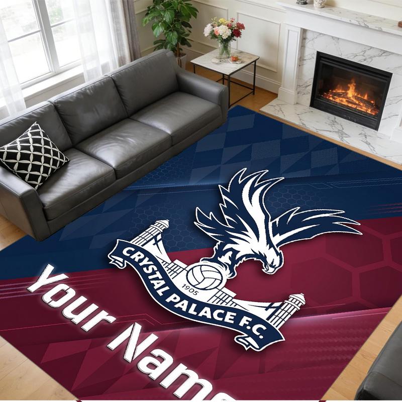 Crystal Velvet Rug Custom Name Text, Soft Non Slip Floor Mat Home DecorCrystal Palace