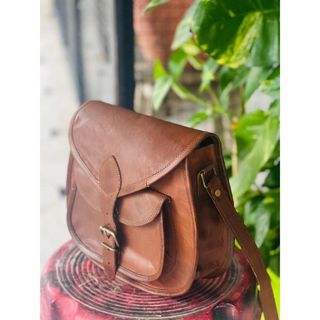 Bulky Leather Bag Goat Satchel Brown Shoulder Real Women's New Genuine