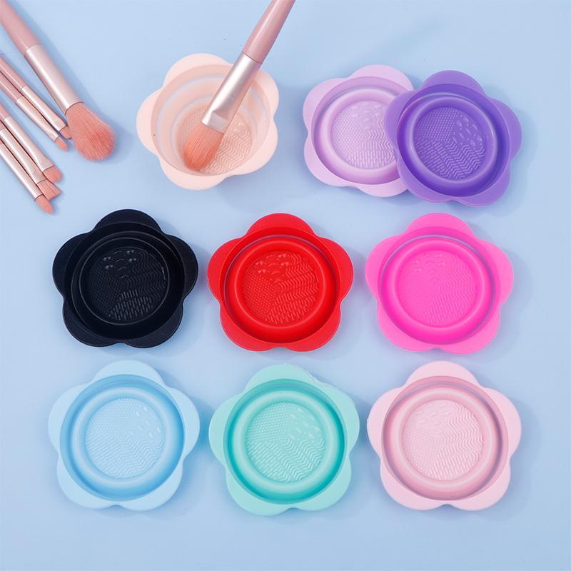 Silicone Makeup Brush Cleaner Folding Powder Puff Cleaning Bowl Eyeshadow Brushes Washing Soft Mat Beauty Tools Scrubber Box