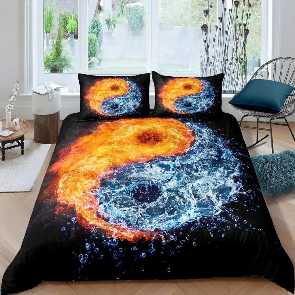 Комплект пододеяльников Инь-Ян в стиле бохо Trippy Art Twin Одеяло Gossip Traditional Ying Yang Theme King Size Полиэстеровое одеяло