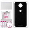 apgo Protective Skin Sticker for the Back Compatible with Motorola Moto C Plus, Wrap Film, Foil, Vinyl - Pattern Matte Black