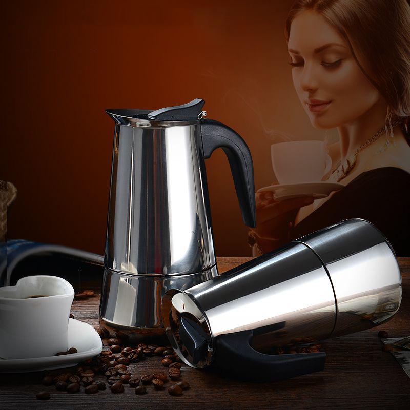2/4/6/9 Cups Stainless Steel Coffee Maker Pot Moka Pot for Home Espresso Maker Cups Latte Percolator Stove Top Espresso Pots