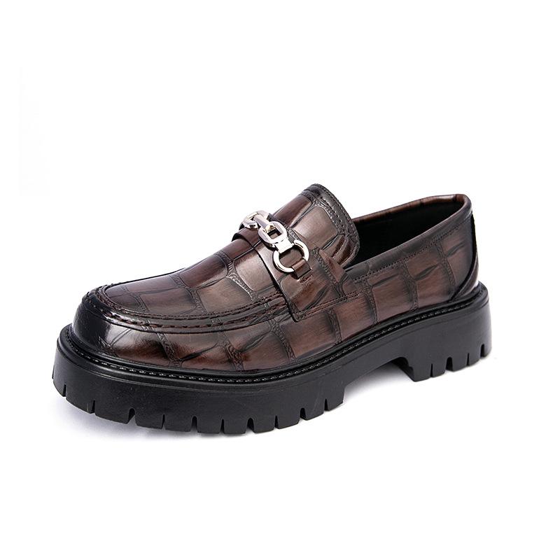 Men's Plus Size British Style Slip-On Leather Shoes, 2025 Fashion, Thick-Soled, Low-Top, Versatile Design