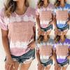Women Summer  Sexy Gradient Print Regular Women Short Seleves Top