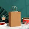 30 шт. коричневых крафт-бумажных пакетов с ручками, подарочные пакеты для малого бизнеса, сумки для покупок, рождественские сувениры для вечеринок