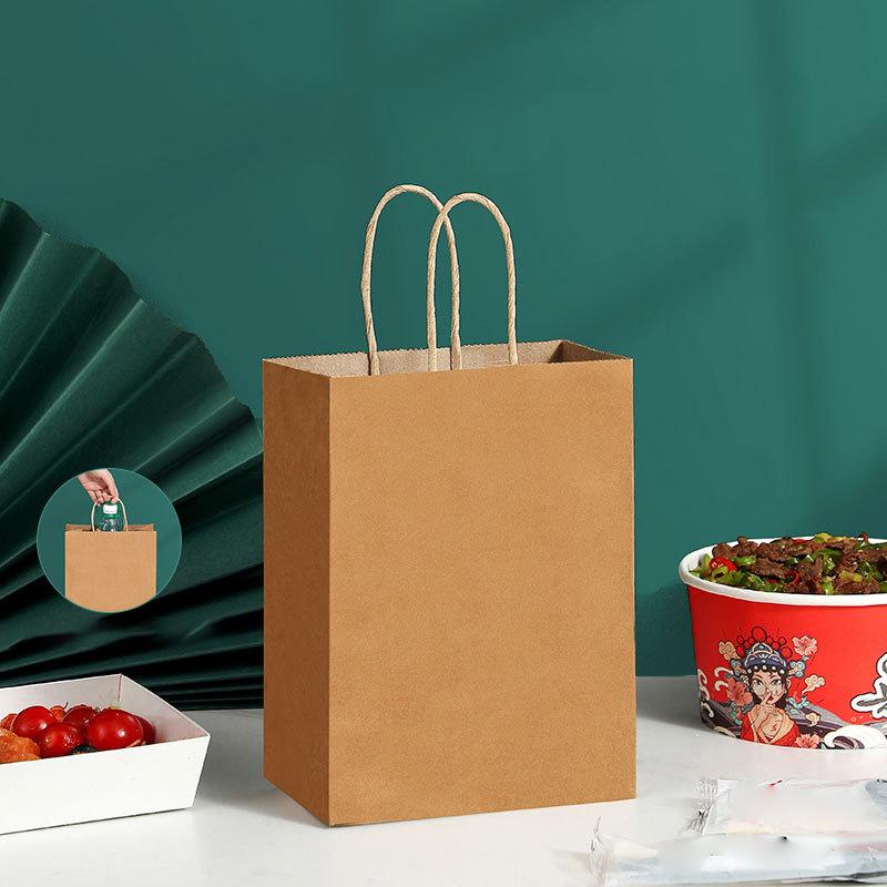 30 шт. коричневых крафт-бумажных пакетов с ручками, подарочные пакеты для малого бизнеса, сумки для покупок, рождественские сувениры для вечеринок