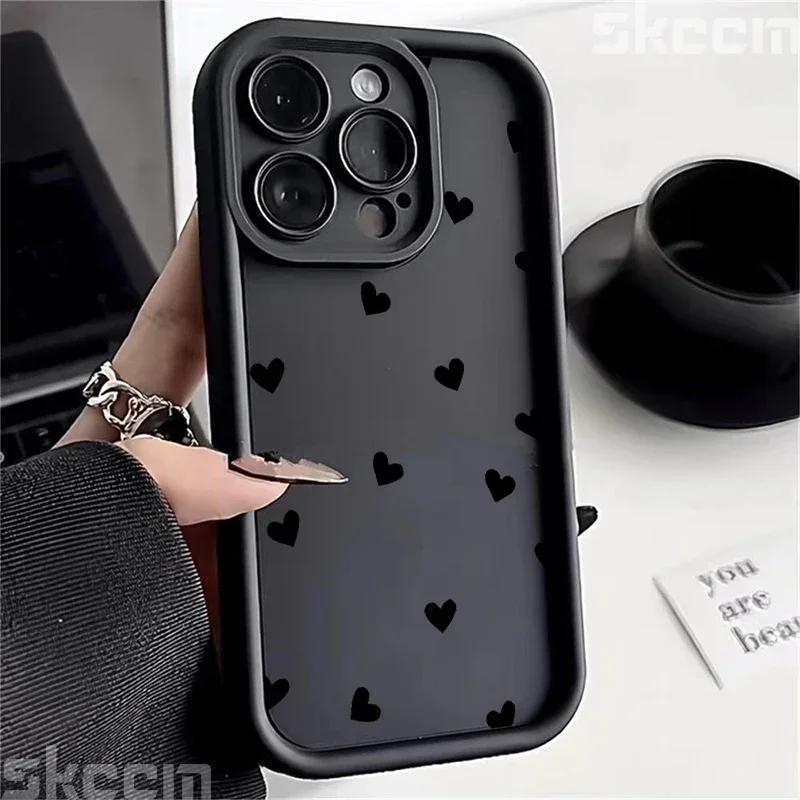 Чехол для телефона iPhone 16 15 13 14 Pro Max 11 12 13 7 8 16 Plus XR X XS Max SE2022 С принтом 'Сердце' Матовый Мягкий Ударопрочный Чехол