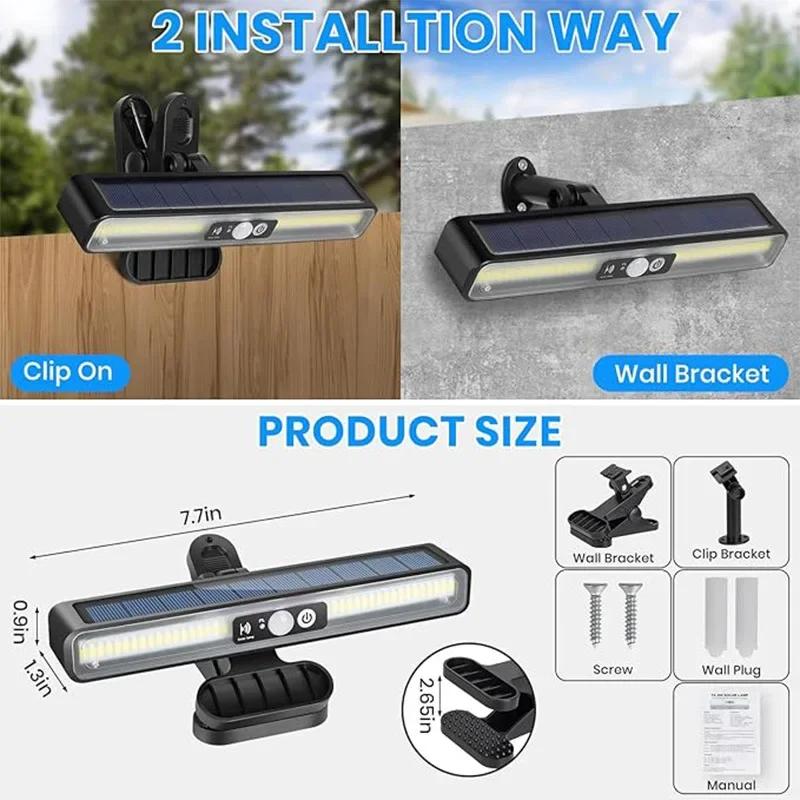 Powerful Clip LED Solar Wall Lights IP65 Waterproof Outdoor Motion Sensor Street Light Lamp Forgarden Fence Lantern