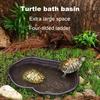 Reptile Food Dish Reptile Bathing Tray Pool Turtle Water Dish Resin Feeding Bowl for Semi Aquatic Tortoises Bearded Dragon Lizard Frog
