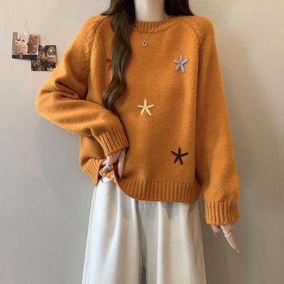 Свитер для женщин Осень Зима Утепленный Теплый Вязаный Эластичный С длинным рукавом Оверсайз Топы