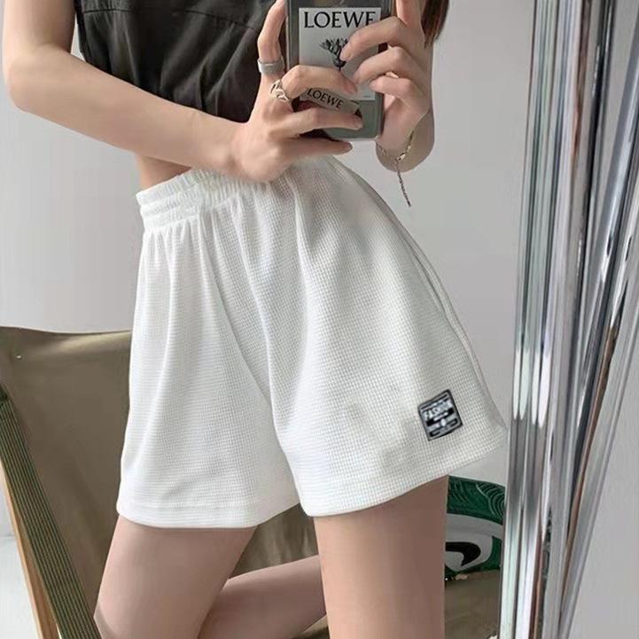 Waffle Sports Shorts Women's Summer 2025 New Korean Version of Loose High Waist Home Wide Leg Hot Pants Wear Wholesale