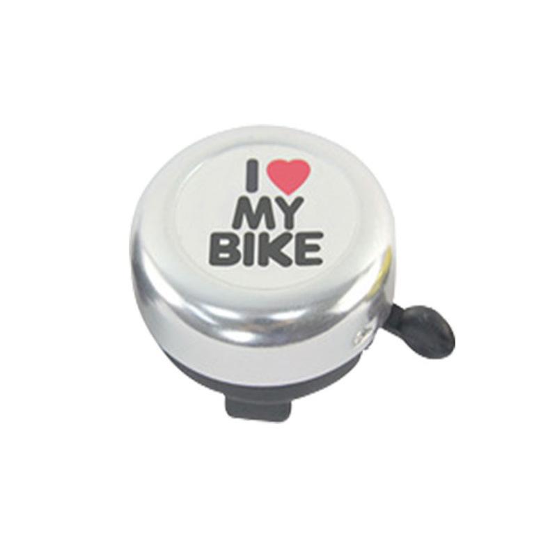 RTS Hot Sale Small Lovely Bicycle Bell I Love My Bike Logo Clear Volume Rich Color Safe Travel Bike Horn