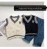 Детский жилет-свитер в студенческом стиле - вязаный жилет на весну и осень для мальчиков и девочек