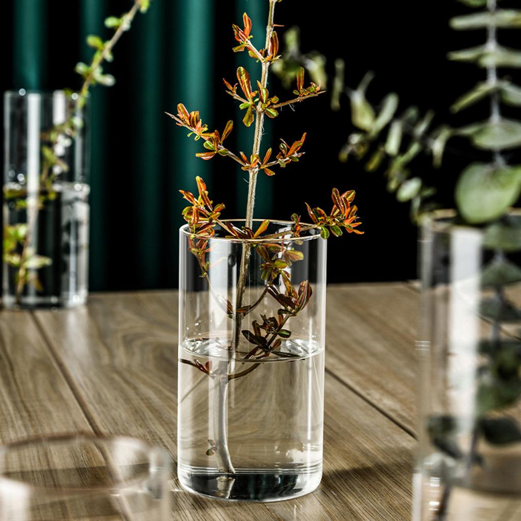 Clear Glass Cylinder Vase Multiple Size Glass Flower Vase Hydroponic Floral Container Candle Holder Table Centerpieces