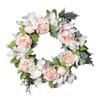 40CM Artificial Peony Wreath Indoor Outdoor Front Door Wall Hanging Fake Flower Garland with Green Leaves Wedding Party Home Decoration