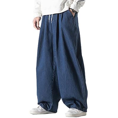 COZOEN Мужские джинсы с широкими штанинами, Джинсы-гаучо, Американский кэжуал, Длинные, Хлопок, Прямой крой, Принт «Взрывной художник», Стильные, Крутые, Большие размеры