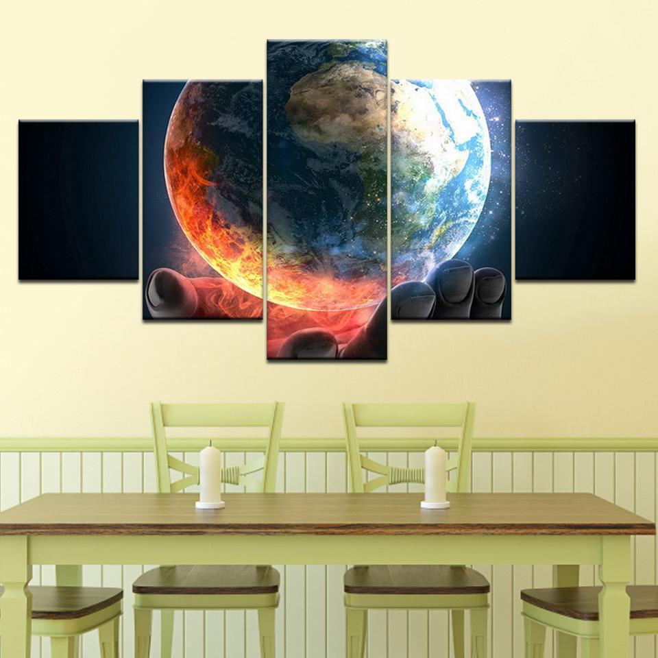 Human induced disasters 5 piece Wallpapers modern Modular Poster art Canvas painting for Living Room Home Decor