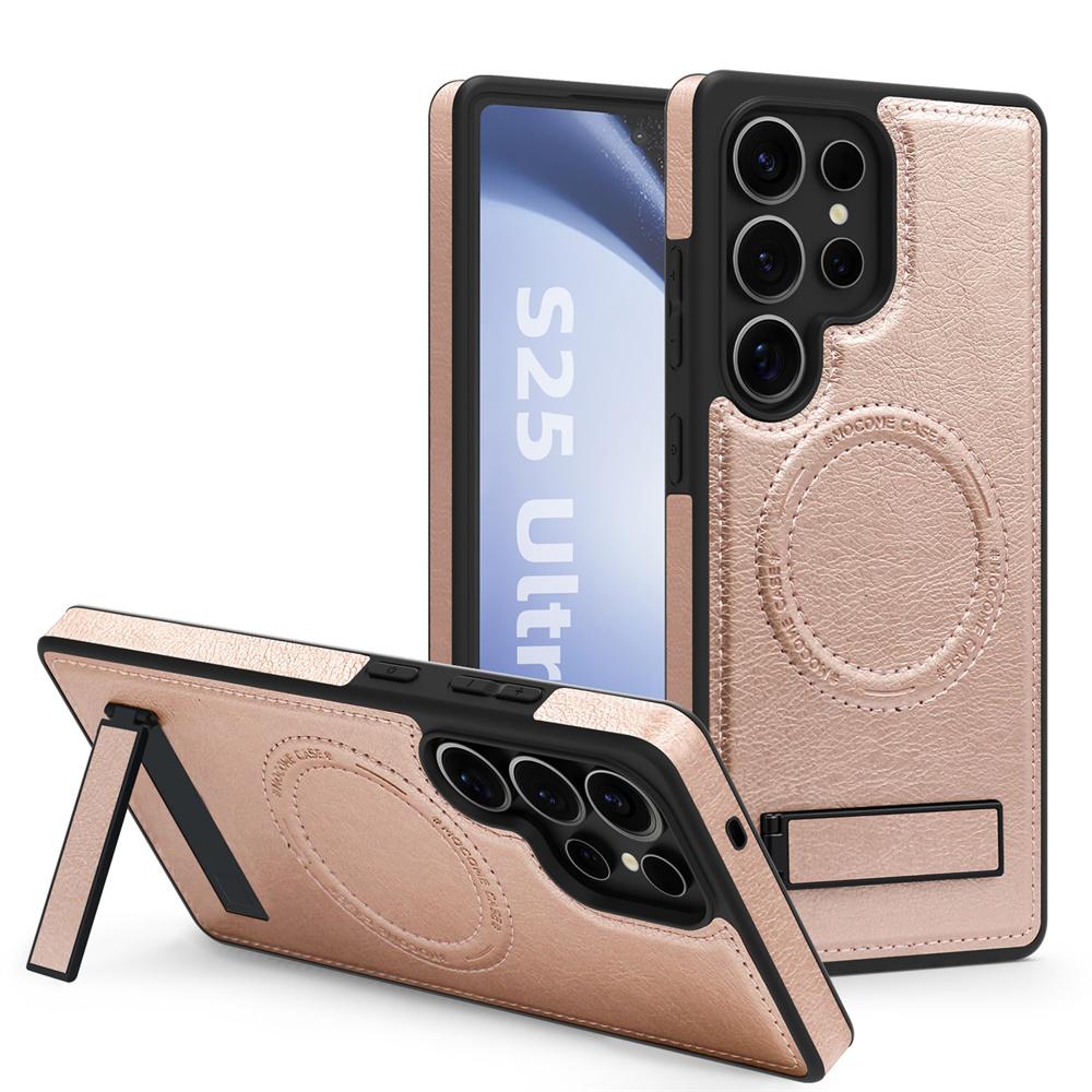 Advanced Luxury Business Stand Bracket Phone Case for Mag safe Magnetic for Samsung S26 S25 Edge S24 FE S23 S22 Ultra S26 Plus Leather Protect Cover