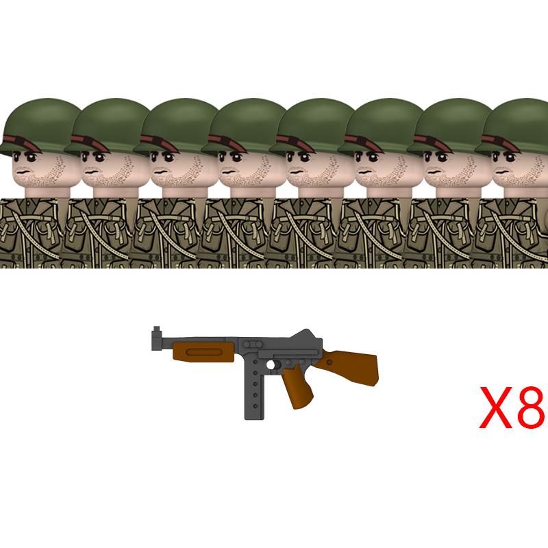 Вторая Мировая Война Американские Рейнджеры Военные Солдаты Строительные Блоки Армия США Пехота Медицинские Солдаты Шлемы Базука Оружие Кирпичики Игрушки