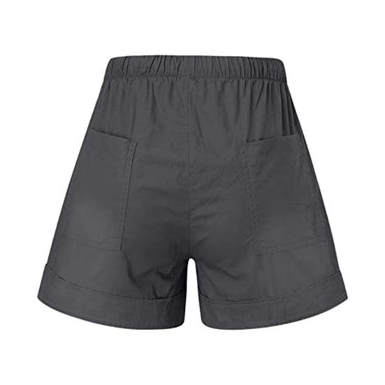 Женские повседневные шорты, регулируемые, с эластичной резинкой на талии, широкие шорты с карманами, однотонные