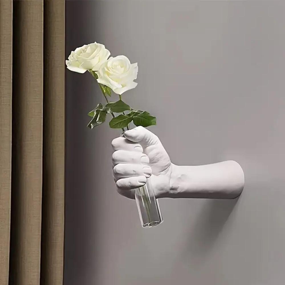 Simulations Hand Flower Wall Vase Decorative Flowers Handmade Wall Mounted Vase Resin Room Decoration Decorative Vases Home
