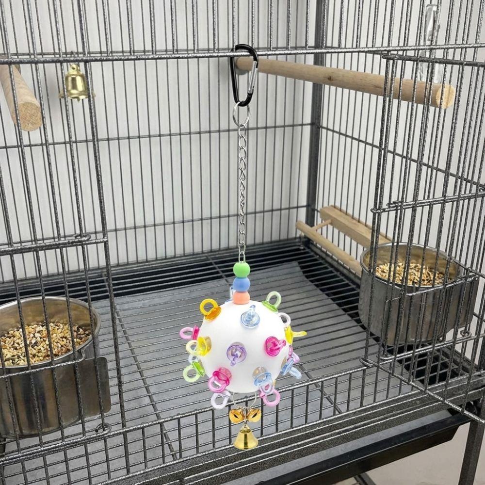 with Bell Bird Cage Toy Detachable Hanging Foraging Ball Pet Bird Bites Toy Pet Entertainment