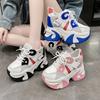 Fashion Women Platform Sneaker Breathable Mesh Shoes 2025 New Spring Chunky Sneakers Wedges Hidden Heels Hollow Leisure Shoes for Woman