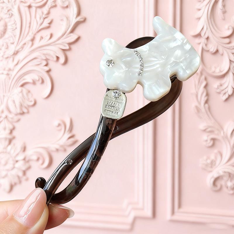 Korean Style Acetate Small Dog Barrette: Elegant Women's Hair Clip for Updos, 2025
